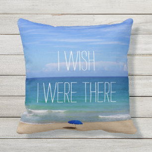 Wish I Were There - Blue Beach Umbrella Cushion