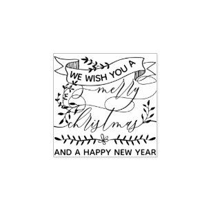 Wish New Year Flower Christmas Rubber Stamp