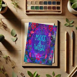 Wish Pretty Purple Floral Birthday Happy Card
