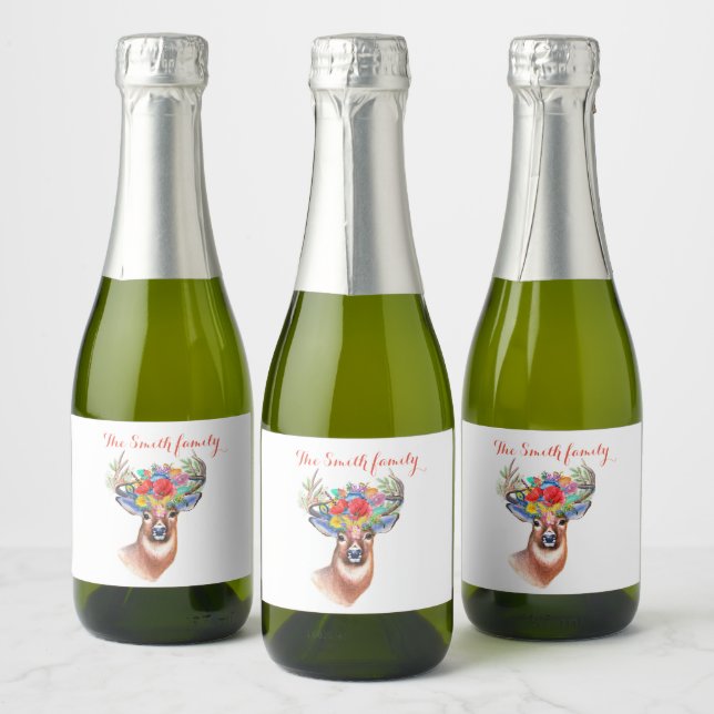 Wish someone a happy and successful new one champa sparkling wine label (Bottles)