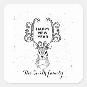 Wish someone a happy and successful new one square sticker