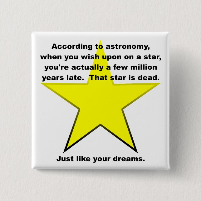 Wish Upon A Star Funny Button Badge (Front)