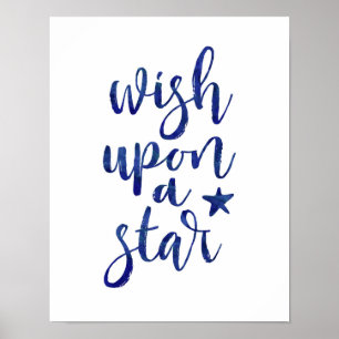 Wish upon a star navy blue typography poster