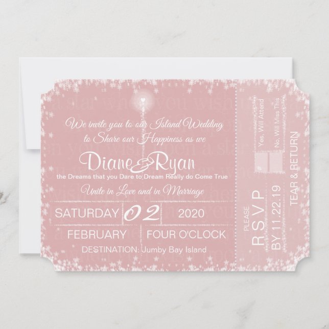 Wish Upon a Star wedding ticket invitation (Front)