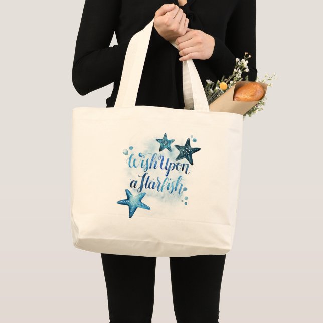 Wish Upon a Starfish Large Tote Bag (Front (Product))