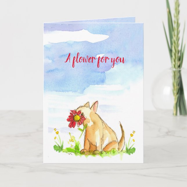 Wish You A Happy Day Flower For You Dog Card (Front)