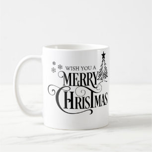 Wish you a merry Christmas typography coffee mug