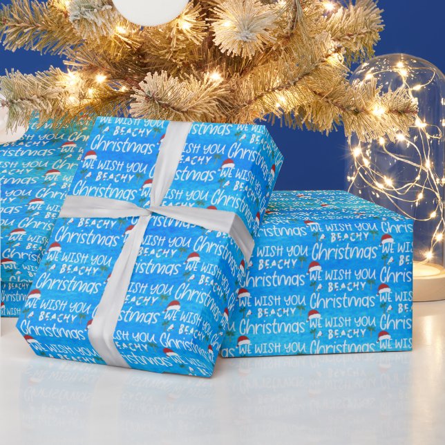wish you beachy Christmas word art  Wrapping Paper (Holidays)