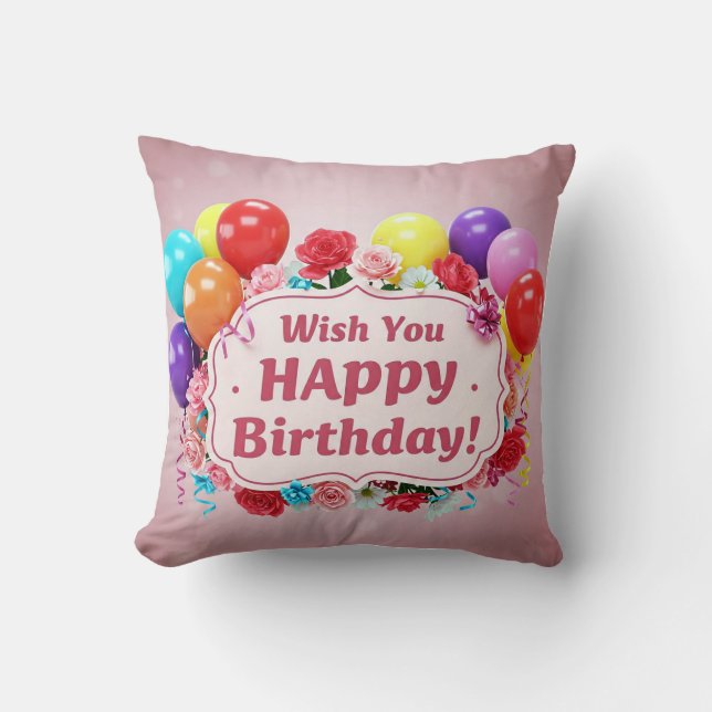 wish you happy birthday cushion (Front)