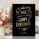 Wish You Merry Christmas Black Gold Non Photo Foil Holiday Card<br><div class="desc">Wish You Merry Christmas Black Gold Script Non Photo Real Foil Holiday Card. Send Holiday Greetings with photos to your loved ones with this festive and Modern Foil Holiday Card. All the texts are pre-arranged for you to personalise easily and quickly with your own details. Happy Holidays!</div>