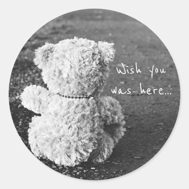 Wish you was here classic round sticker (Front)