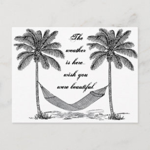 Wish you were beautiful vintage palm tree postcard