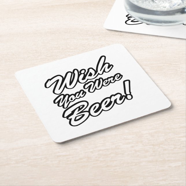 Wish You Were Beer! Square Paper Coaster (Angled)