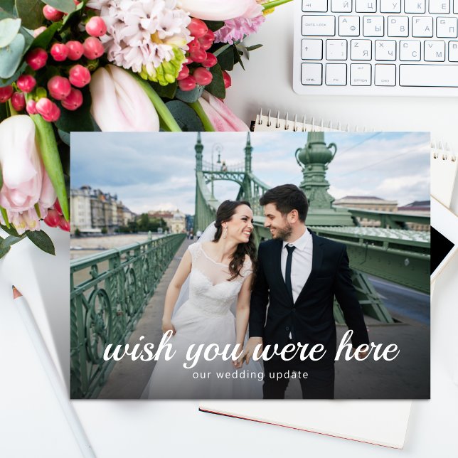 Wish You Were Here Elopement/Wedding Update Photo Announcement Postcard (Creator Uploaded)
