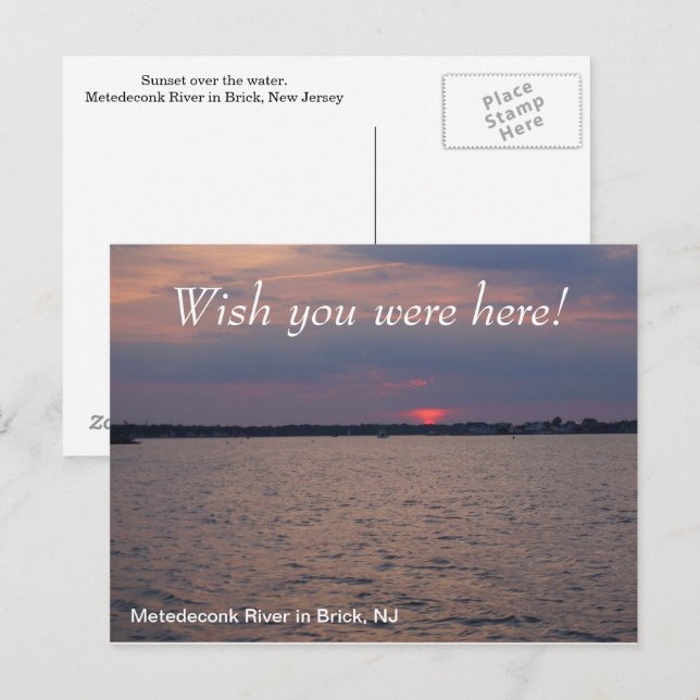 Wish you were here sundown over water postcard (Front/Back)