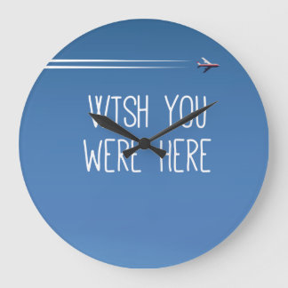 Wish you were here travel poster large clock