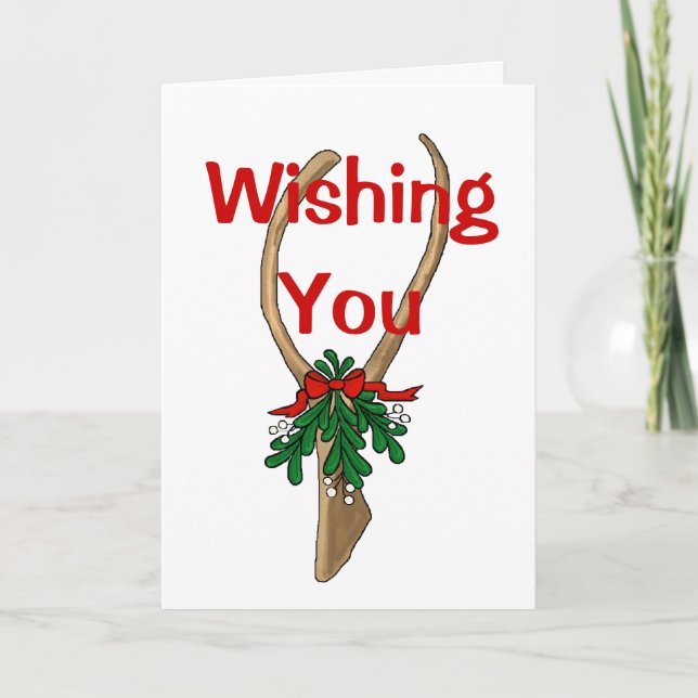 Wishbone & Mistletoe Christmas Greeting Card (Front)
