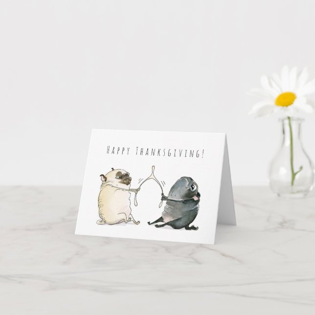Wishbone Pugs Thanksgiving card (Small Plant)