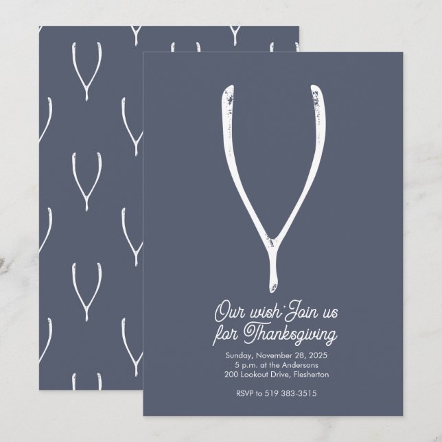 Wishbone Thanksgiving Invitation (Front/Back)