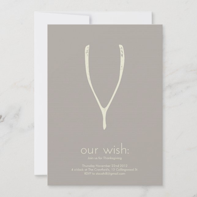 Wishbone Thanksgiving Invitation or Greeting Card (Front)