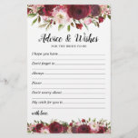 Wishes & Advice Burgundy Bridal Shower<br><div class="desc">Make your bridal shower one to remember with this elegant "advice & wishes" bridal party templates! Featuring elegant burgundy & blush watercolor florals,  and a text template that can be customised. To edit a design in more detail,  click personalise this template,  and then scroll down to customise further!</div>