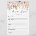 Wishes & Advice Pampas Grass Bridal Shower<br><div class="desc">Make your bridal shower one to remember with this elegant "advice & wishes" bridal party templates! Featuring watercolor desert dried tropical palm leaves, pampas grass, pink & white florals, and a editable text template. To edit a design in more detail, click personalise this template, and then scroll down to customise...</div>