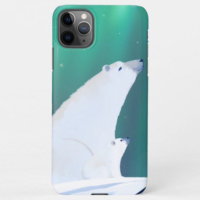 Wishes-Beautiful Polar Bear Illustration iPhone Case (Back)