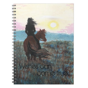 Wishes Can Come True Girl & Horse Spiral Notebook