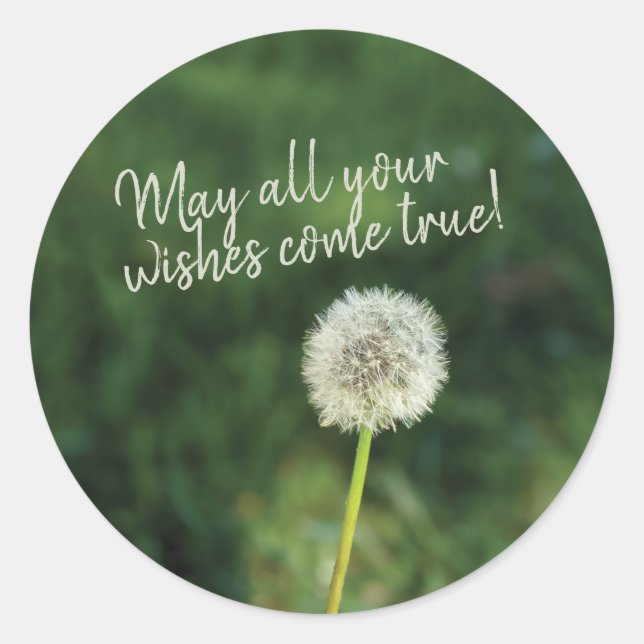 Wishes Come True Dandelion  Classic Round Sticker (Front)