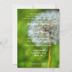 Wishes Dandelion Floral Wedding Invitation