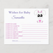 Wishes for a baby, Rabbit, baby shower card