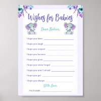 Wishes for Babies Twin Girl Shower Digital Card