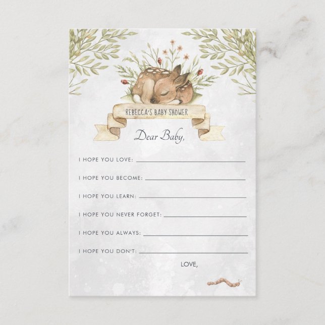 Wishes for Baby Advice Card | Woodland Deer (Front)
