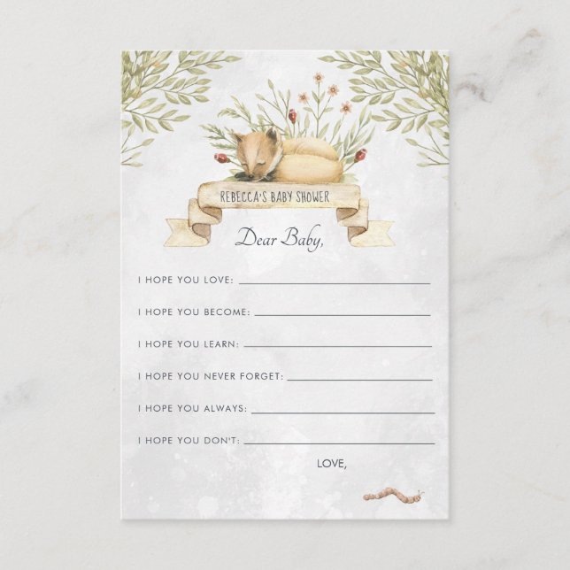 Wishes for Baby Advice Card | Woodland Fox (Front)