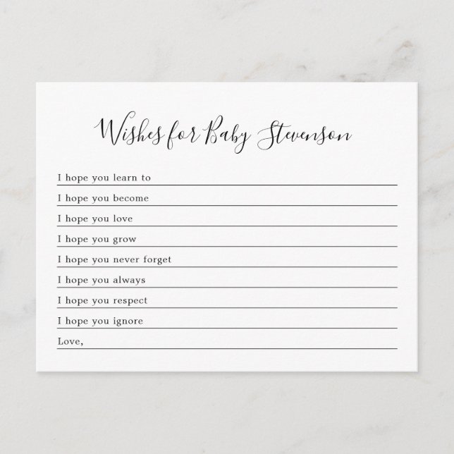 Wishes for Baby, ANY COLOR BACKGROUND! Postcard (Front)