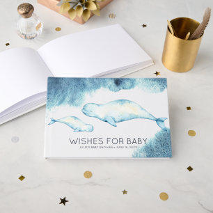 Wishes for Baby   Baby Beluga Baby Shower Guest Book