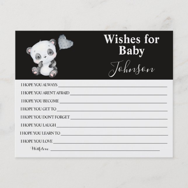 Wishes For Baby | Baby Panda | Baby Shower Card (Front)