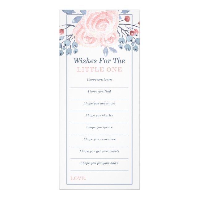 Wishes for Baby, Baby Shower, Blue, Pink Rack Card (Front)