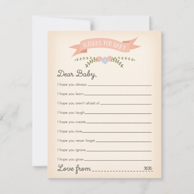 Wishes for Baby - Baby Shower Game Card (Front)
