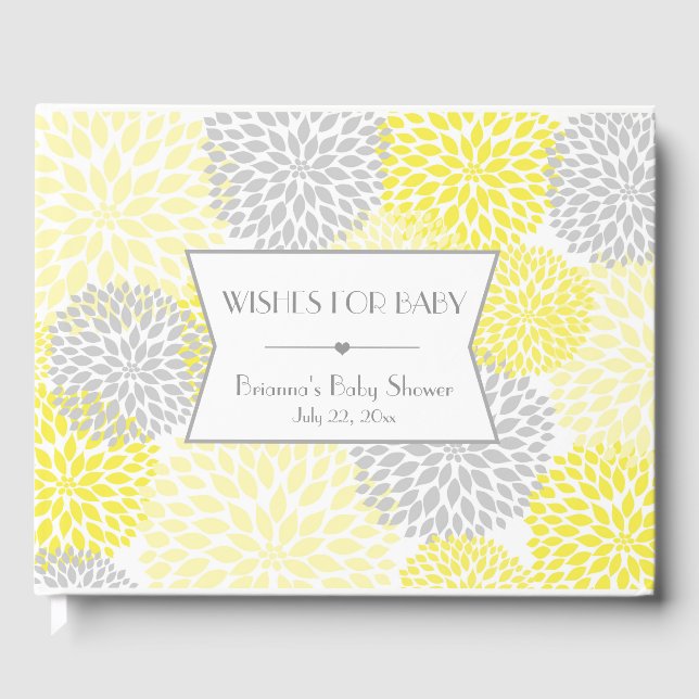 Wishes for Baby, Baby Shower guest book, yellow Guest Book (Front)