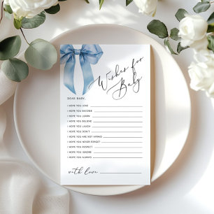 Wishes for baby Blue Bow Baby shower card