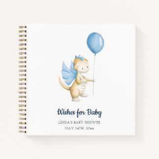 Wishes for Baby Blue Dragon Baby Shower Guest Book