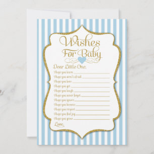 Wishes For Baby Blue Gold Boy Baby Shower Game Invitation