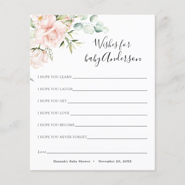 Wishes for Baby Blush Florals and Greenery (Front)