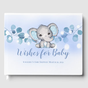 Wishes for baby book Blue boy elephant