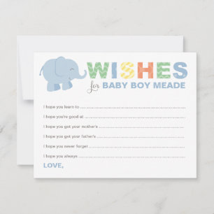 Wishes for Baby Boy Blue Colourful Jungle Animals Advice Card