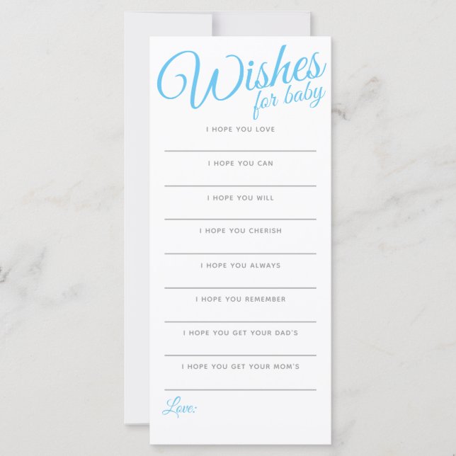 Wishes for baby boy, blue, stripes, baby shower (Front)