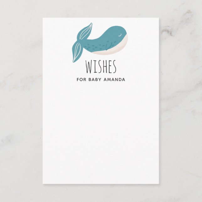 Wishes for baby boy. Nautical blue whale advice Enclosure Card (Front)