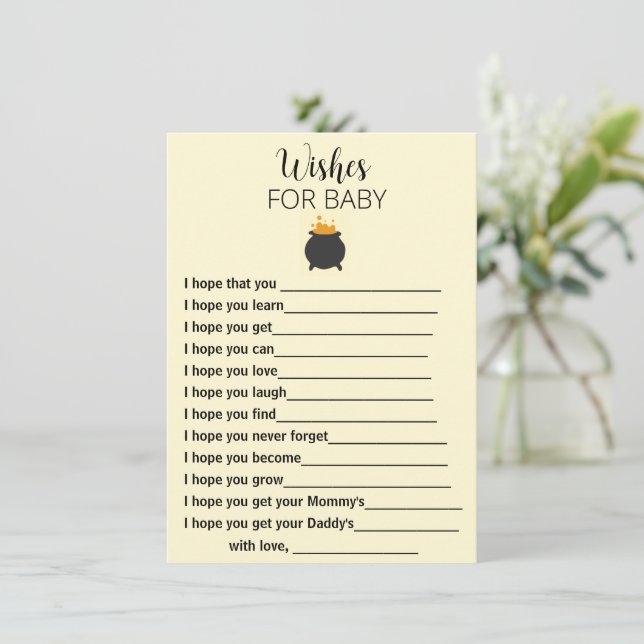 Wishes for baby brewing baby shower  enclosure card (Standing Front)