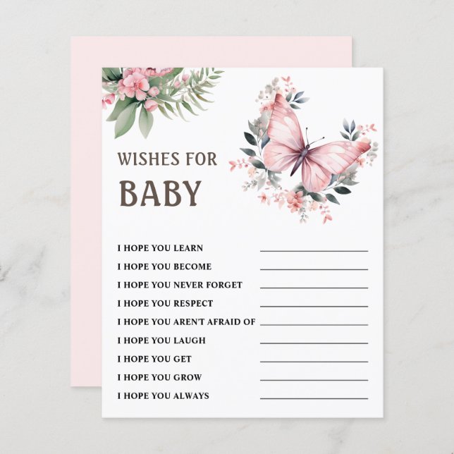 Wishes for Baby | Butterfly Baby Shower Game (Front/Back)